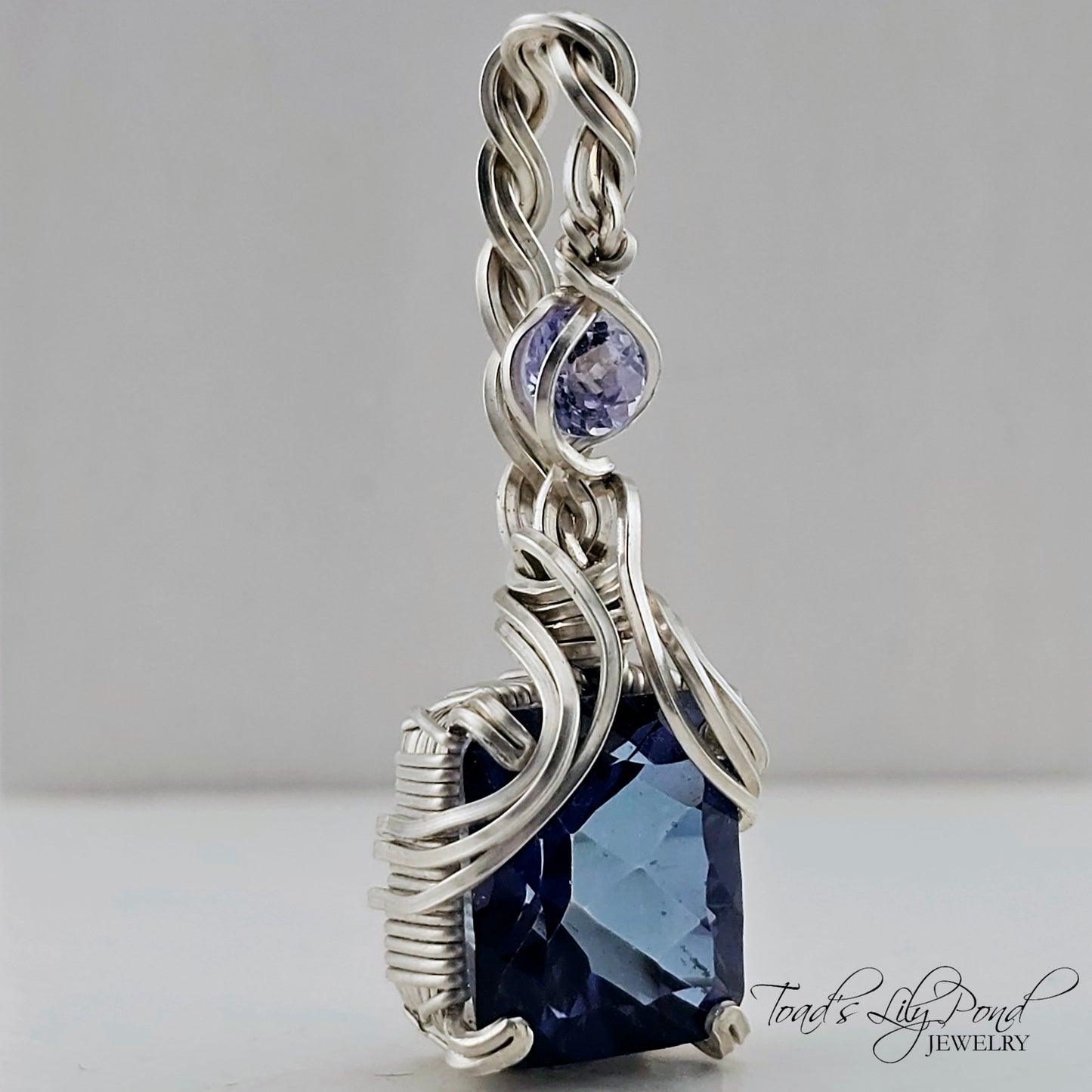Mystic topaz pendant with tanzanite accent in sterling silver