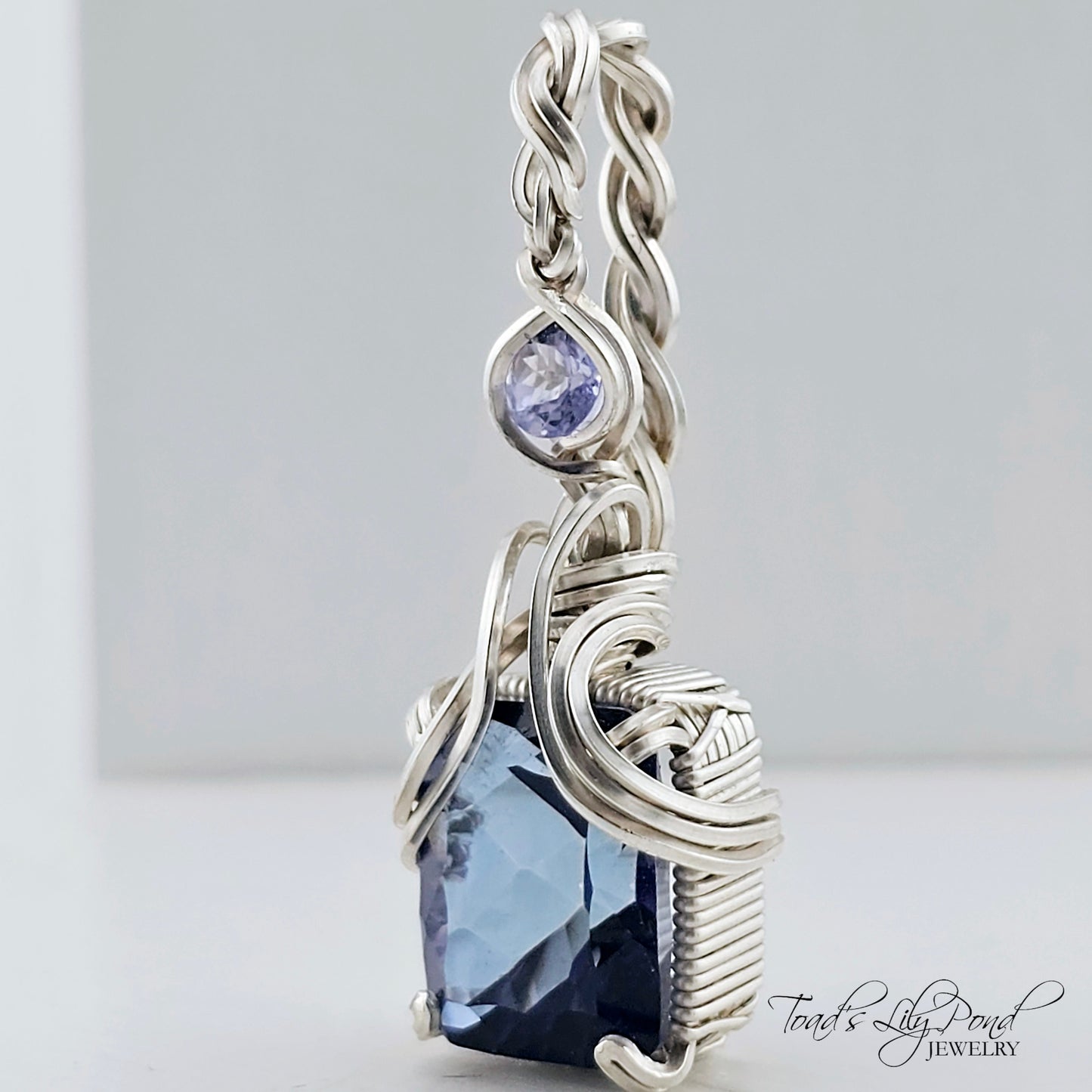 Mystic topaz pendant with tanzanite accent in sterling silver