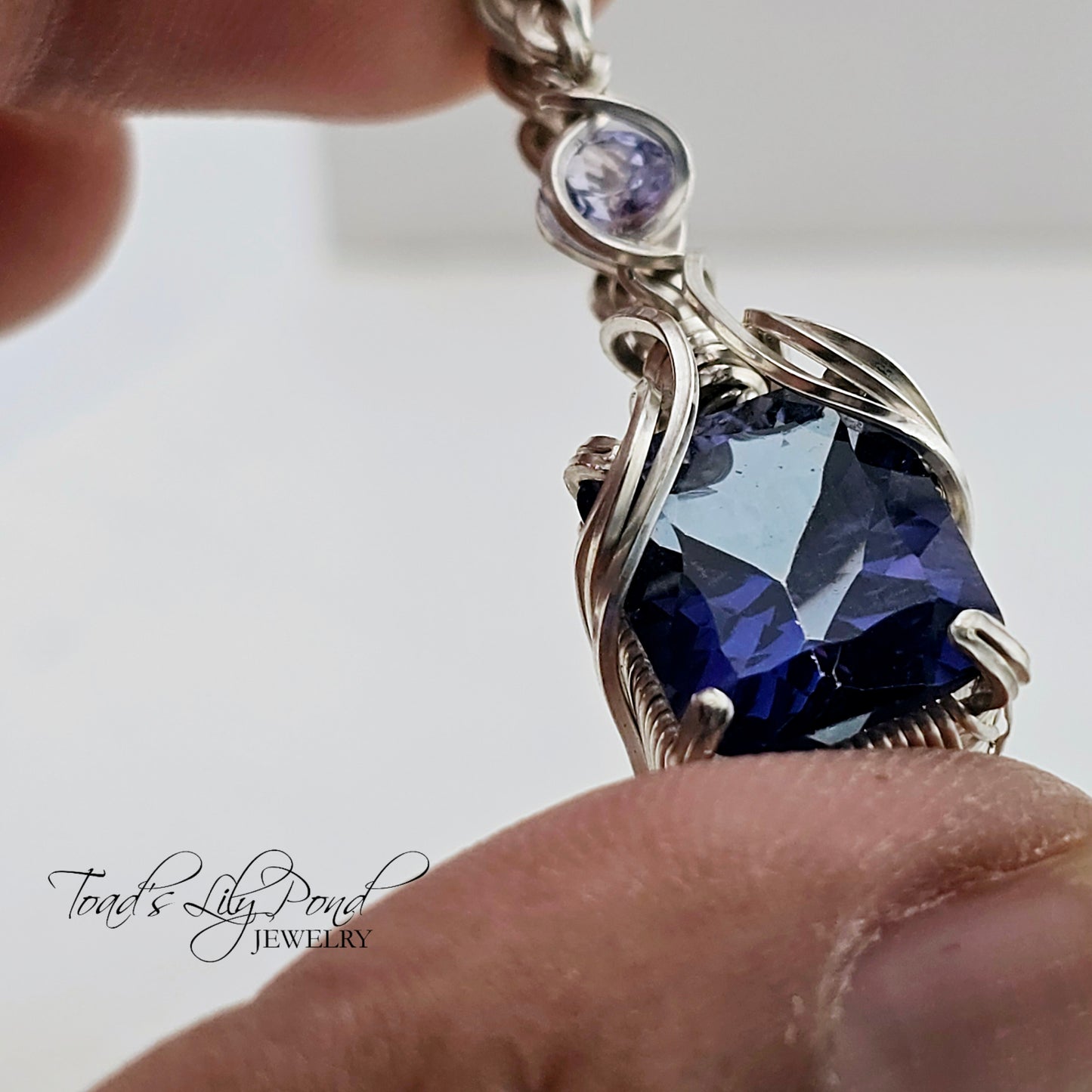 Mystic topaz pendant with tanzanite accent in sterling silver