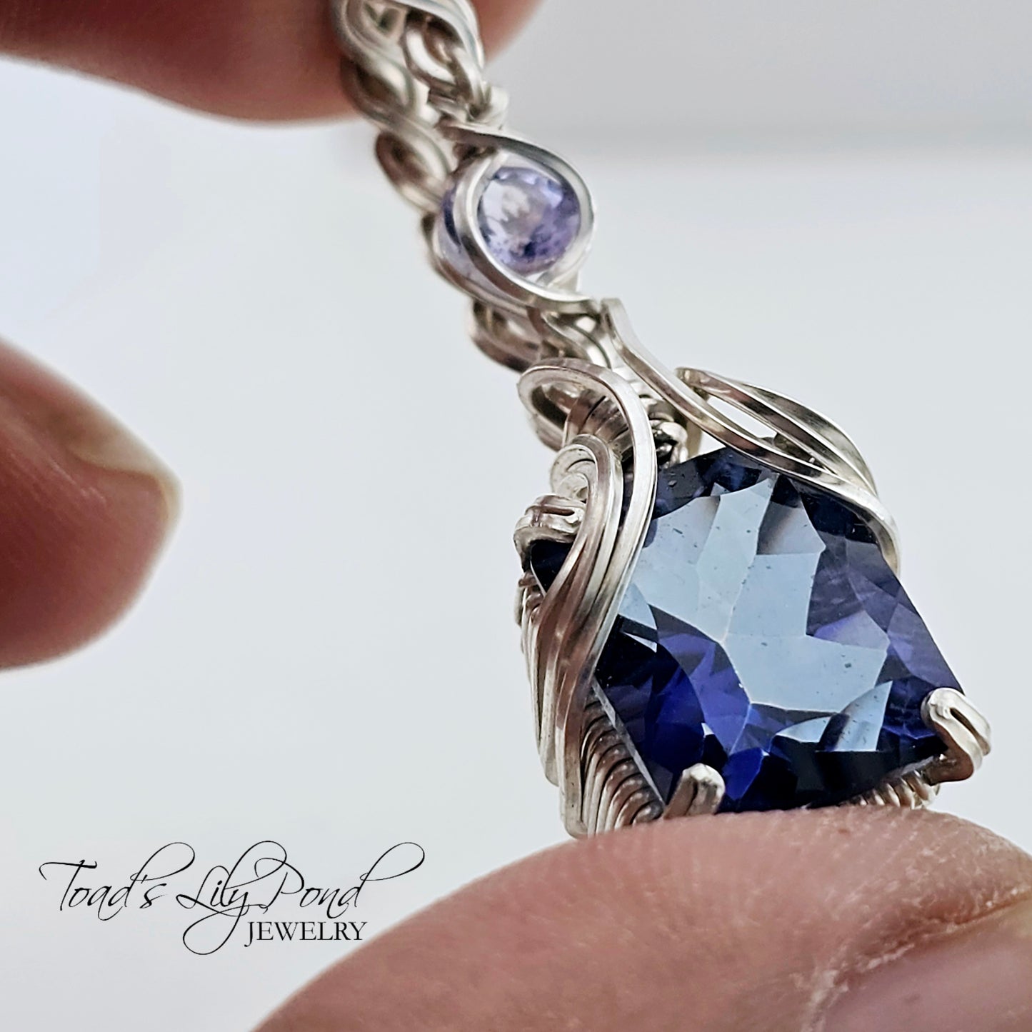 Mystic topaz pendant with tanzanite accent in sterling silver