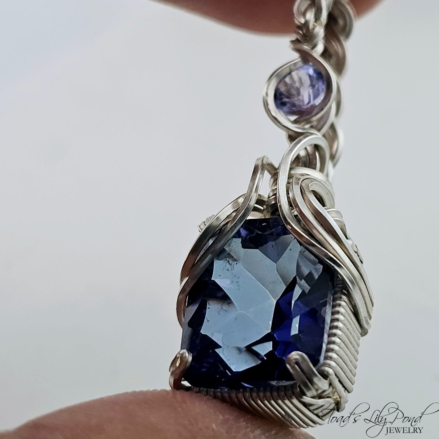Mystic topaz pendant with tanzanite accent in sterling silver