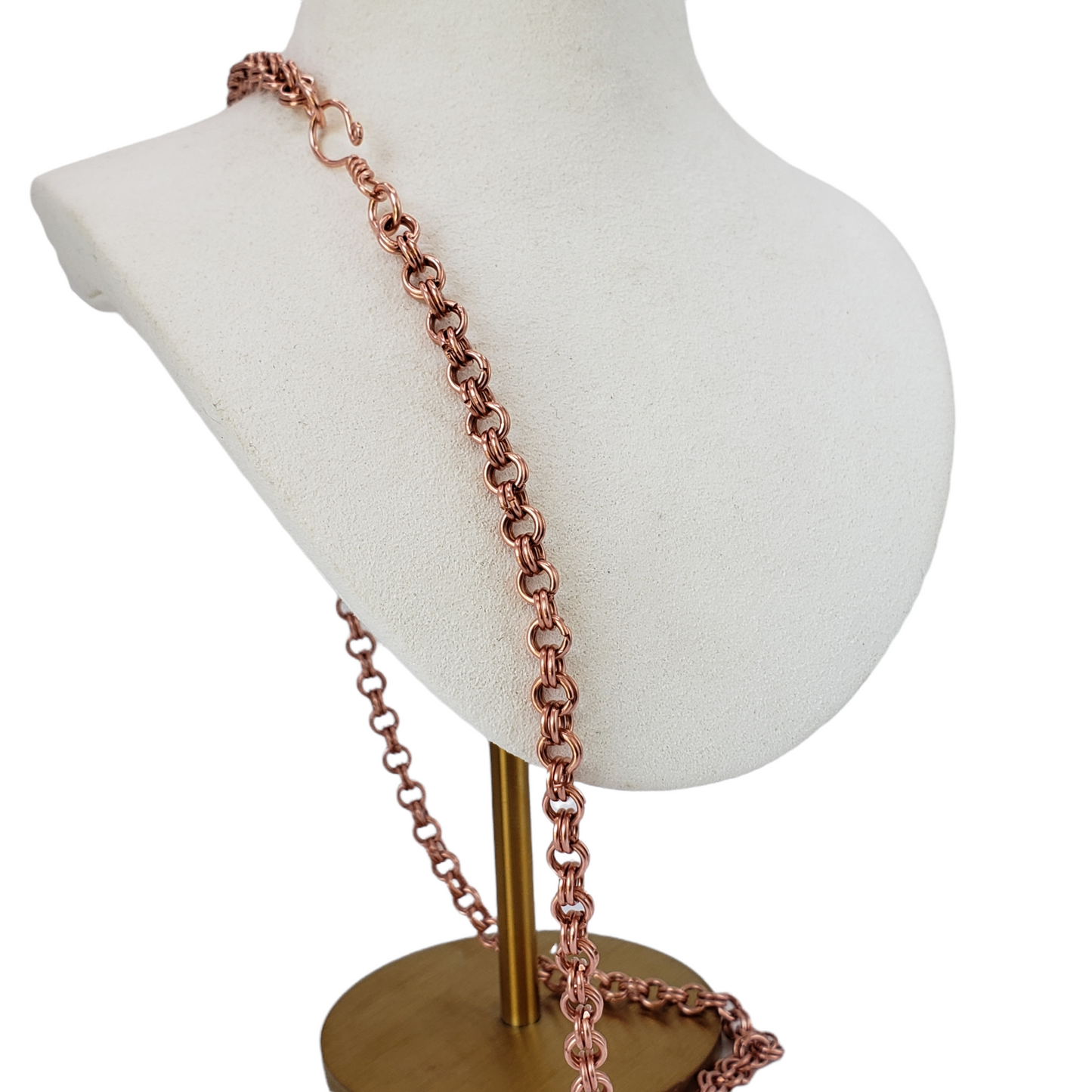 Solid copper double rolo chain, handmade artisan chain