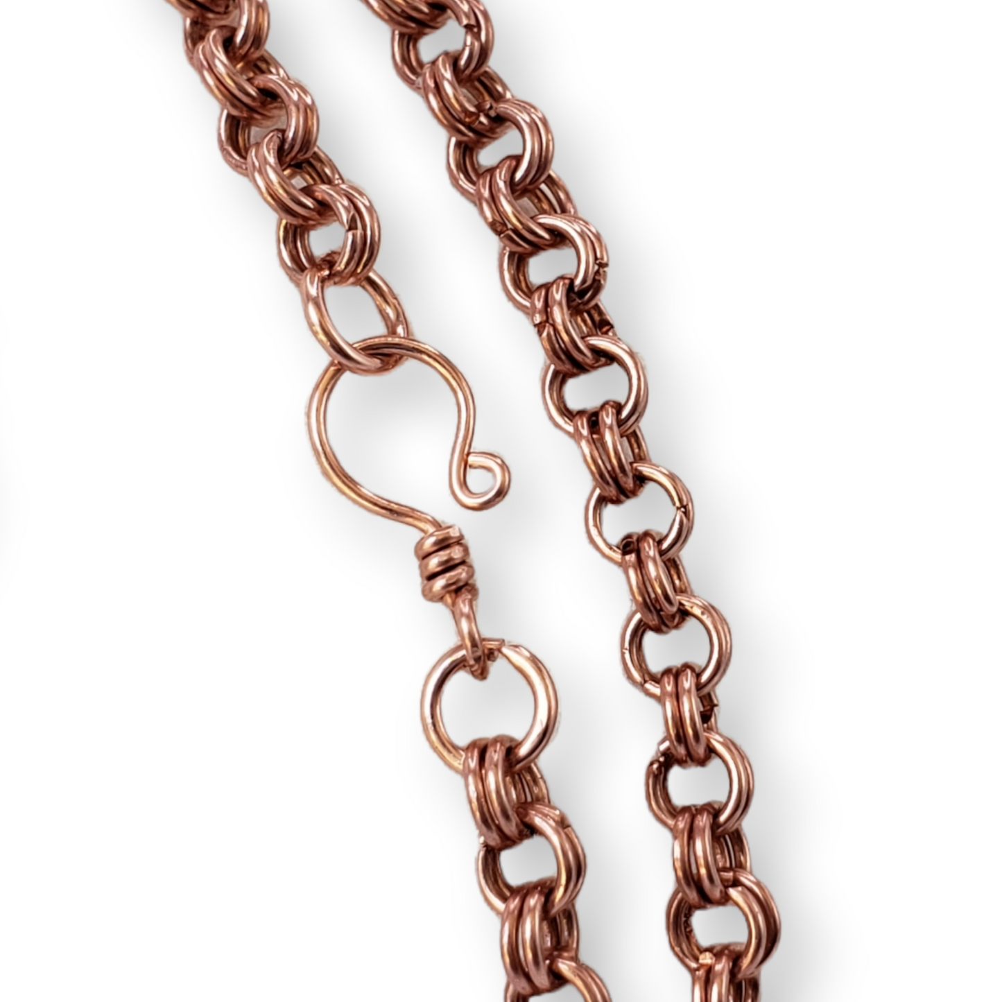 Solid copper double rolo chain, handmade artisan chain