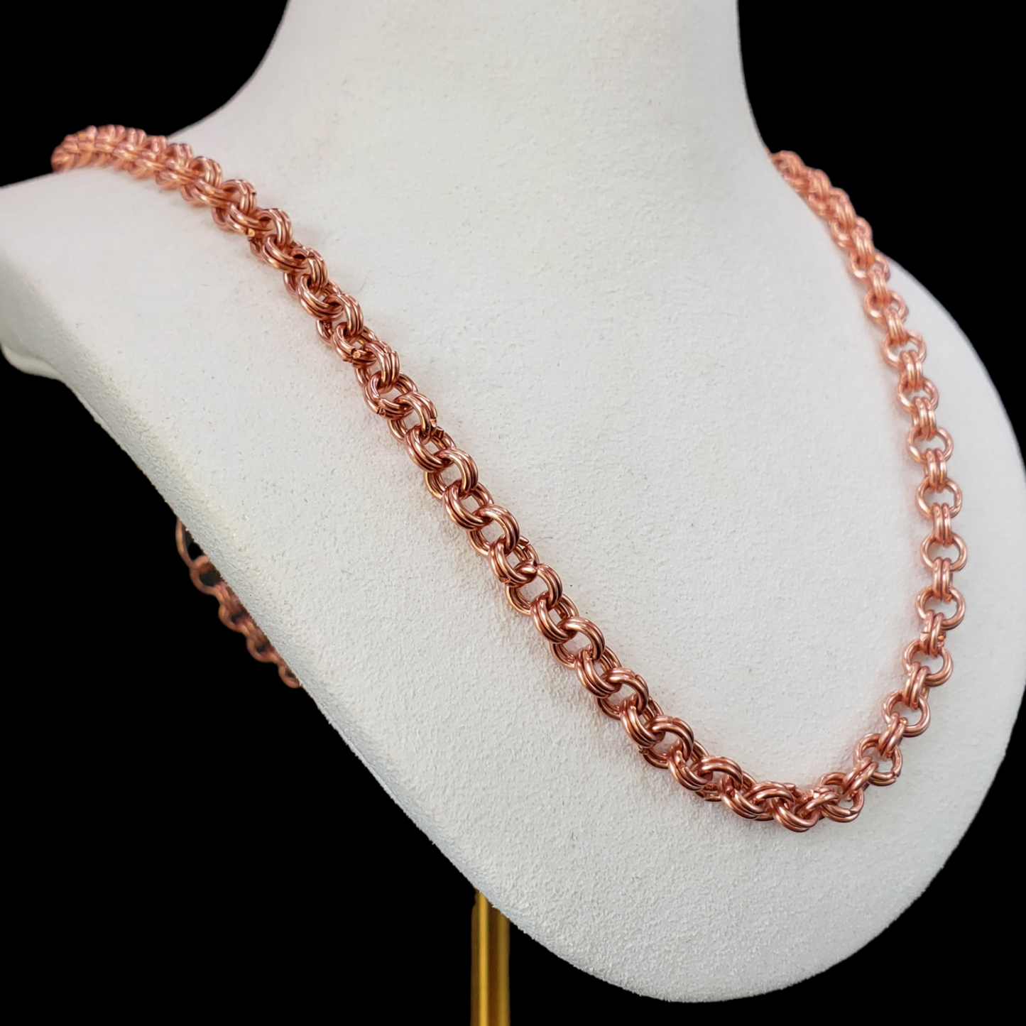 Solid copper double rolo chain, handmade artisan chain