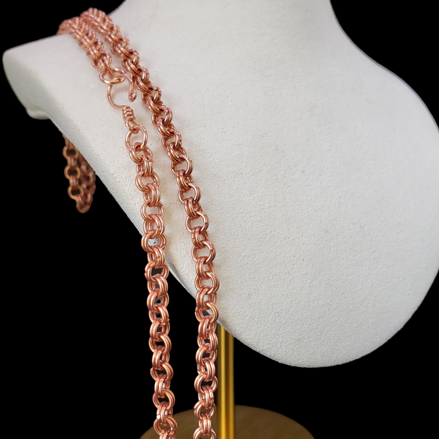 Solid copper double rolo chain, handmade artisan chain