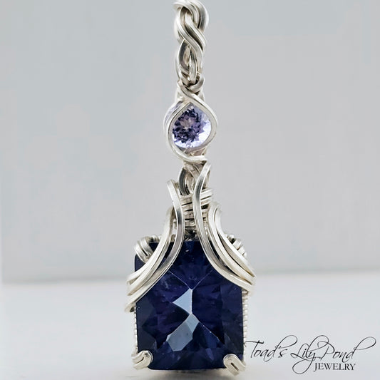 Mystic topaz pendant with tanzanite accent in sterling silver