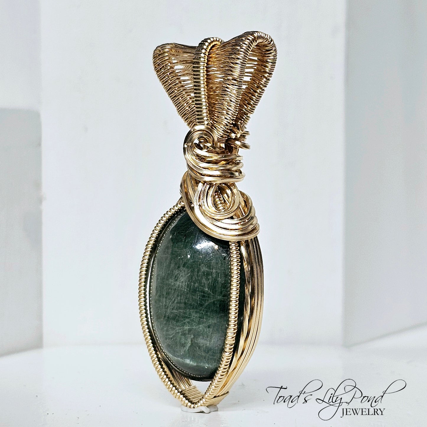 Green Actinolite pendant in 14k gold fill