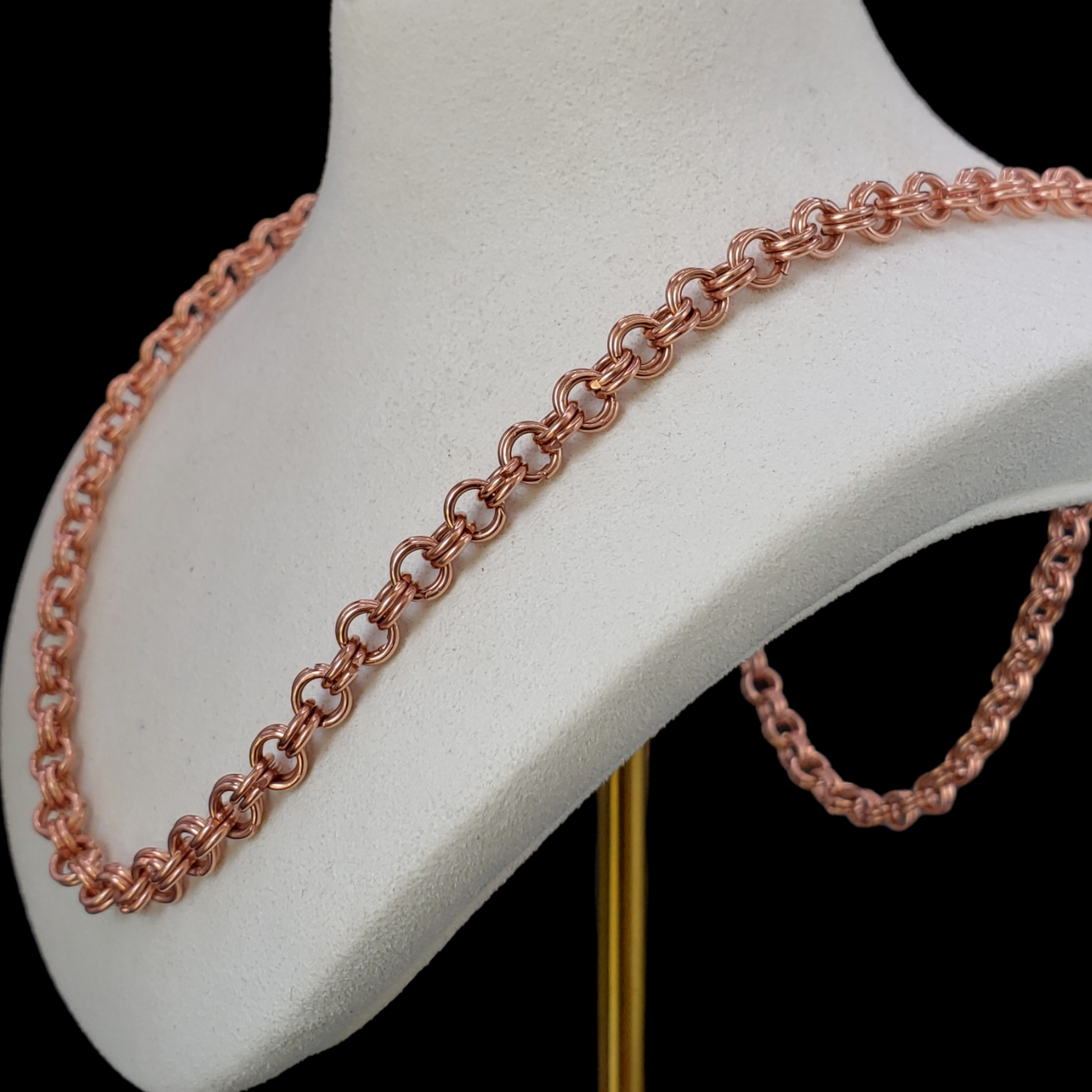 Solid copper double rolo chain, handmade artisan chain